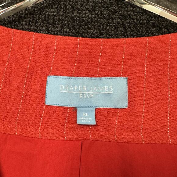 Draper James Linen Vest Red Stripe V-neck Button Front Linen Blend Size XL - Picture 6 of 6